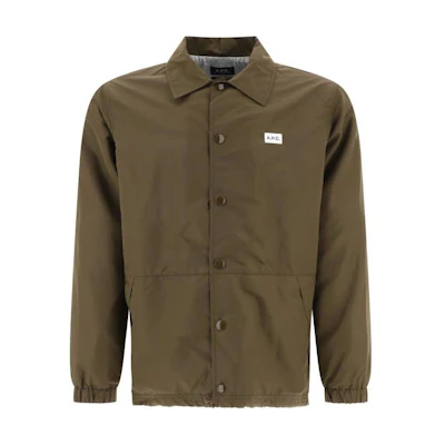A.P.C. Green Solid Logo Print Button-Up Long-Sleeve Jacket PAAFAH02739-JAA