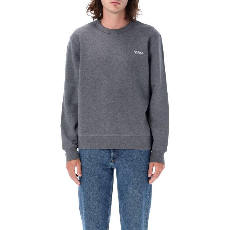 A.P.C. Grey Crewneck Pullover Sweatshirt with Minimal Lettering H27916COHBR-TPR