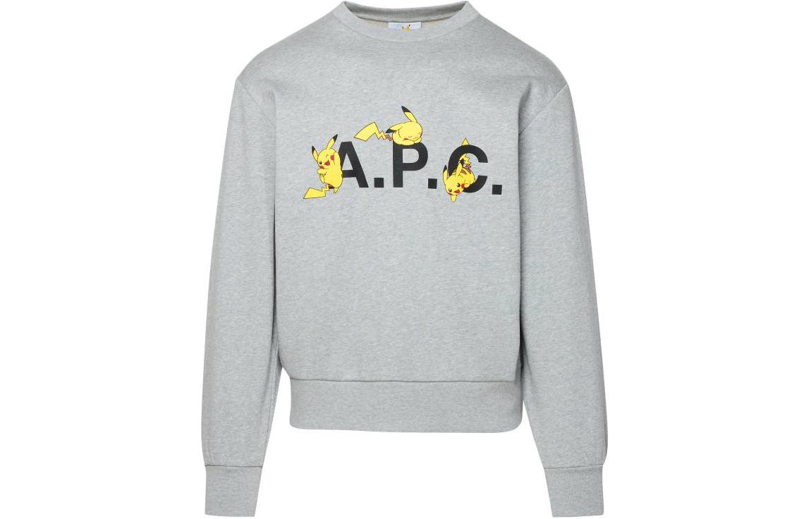 A.P.C. Grey Crewneck Sweatshirt with Cartoon Letter Graphic COGVFF27862-PLB
