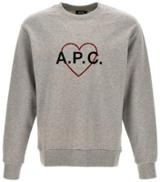 A.P.C. Grey Crewneck Sweatshirt with Letter Pattern COEIPM27732PLA A.P.C. Grey Crewneck Sweatshirt with Letter Pattern COEIPM27732PLA