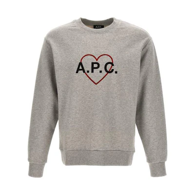 A.P.C. Grey Crewneck Sweatshirt with Letter Pattern COEIPM27732PLA
