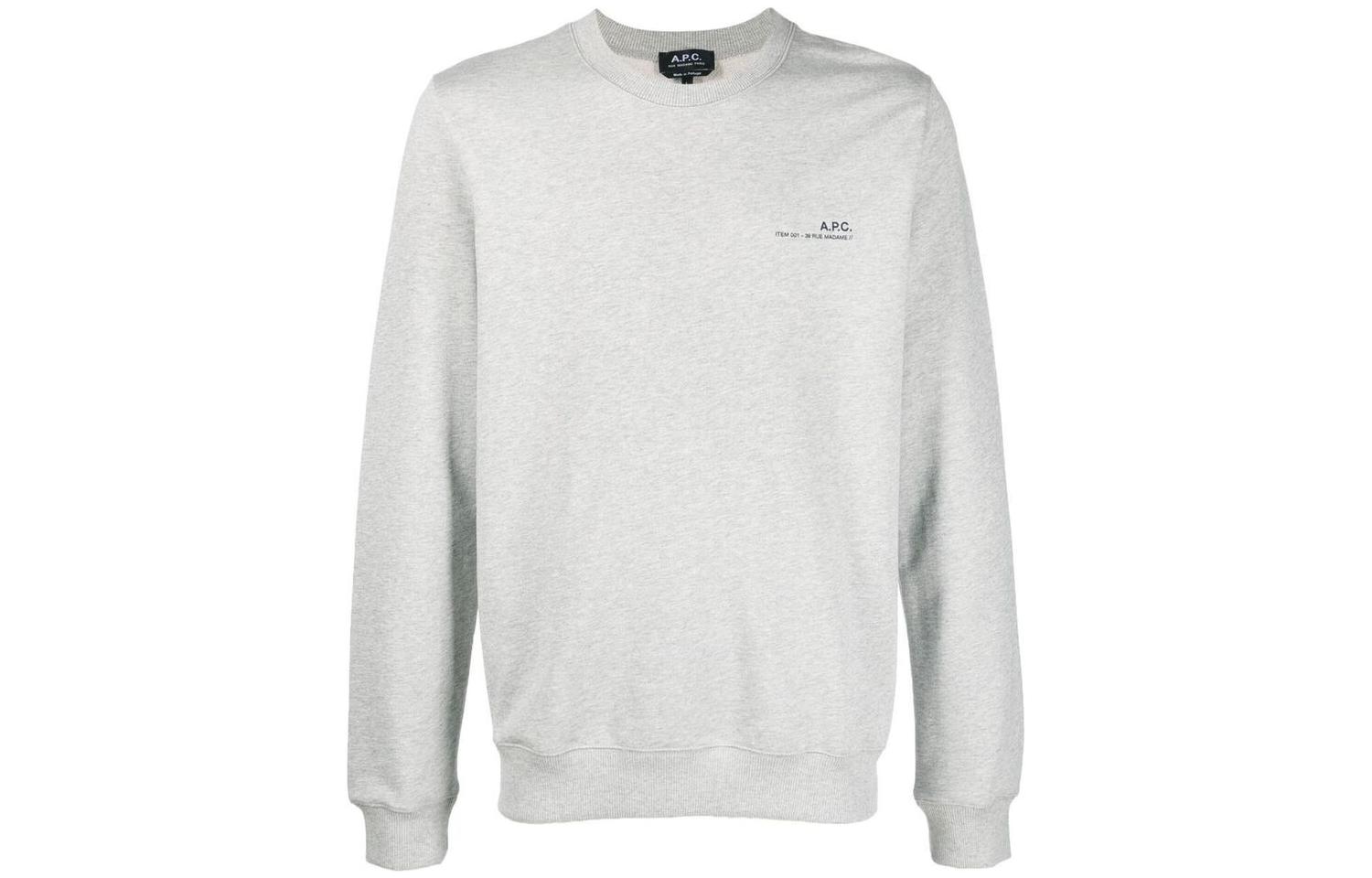 A.P.C. Grey Crewneck Sweatshirt with Solid Logo Print COFBQH27608PLB