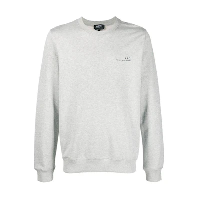 A.P.C. Grey Crewneck Sweatshirt with Solid Logo Print COFBQH27608PLB