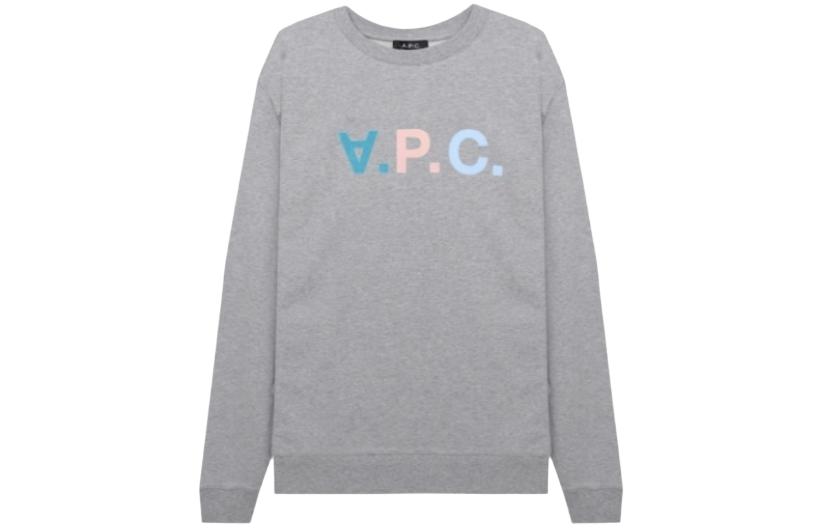 A.P.C. Grey Fitted Crewneck Sweatshirt with Letter Print COECQH27726-PLA