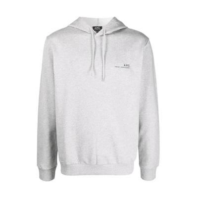 A.P.C. Grey Hoodie with Letter Print Long Sleeves COEASH27672-PLB