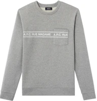 A.P.C. Grey Letter Print Crewneck Pullover Sweatshirt CODEM-H27550-PLA A.P.C. Grey Letter Print Crewneck Pullover Sweatshirt CODEM-H27550-PLA