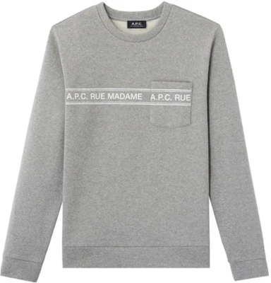 A.P.C. Grey Crewneck Sweatshirt dengan Desain Huruf Terbaru CODEM-H27550-PLA Buy A.P.C. Grey Crewneck Sweatshirt dengan Desain Huruf Terbaru CODEM-H27550-PLA