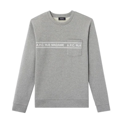 A.P.C. Grey Letter Print Crewneck Pullover Sweatshirt CODEM-H27550-PLA