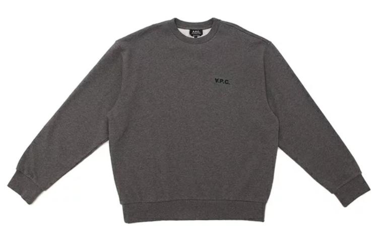 A.P.C. Grey Lettering Crewneck Sweatshirt Long Sleeve OFDXH27790-PLA