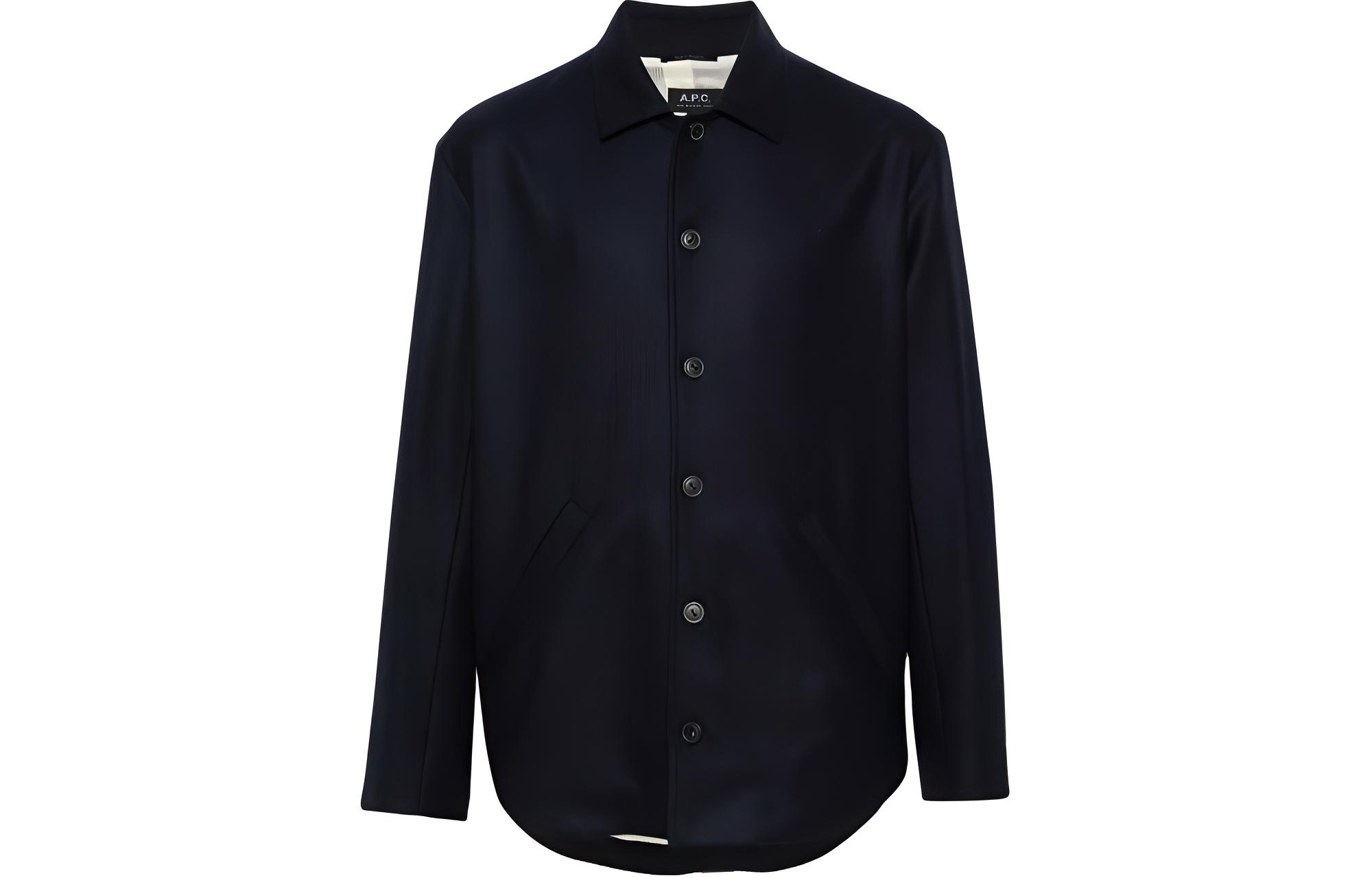 A.P.C. Herringbone Fleece Long Sleeve Jacket Navy Blue - WOAPLH02893-IAK
