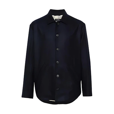 A.P.C. Herringbone Fleece Long Sleeve Jacket Navy Blue - WOAPLH02893-IAK