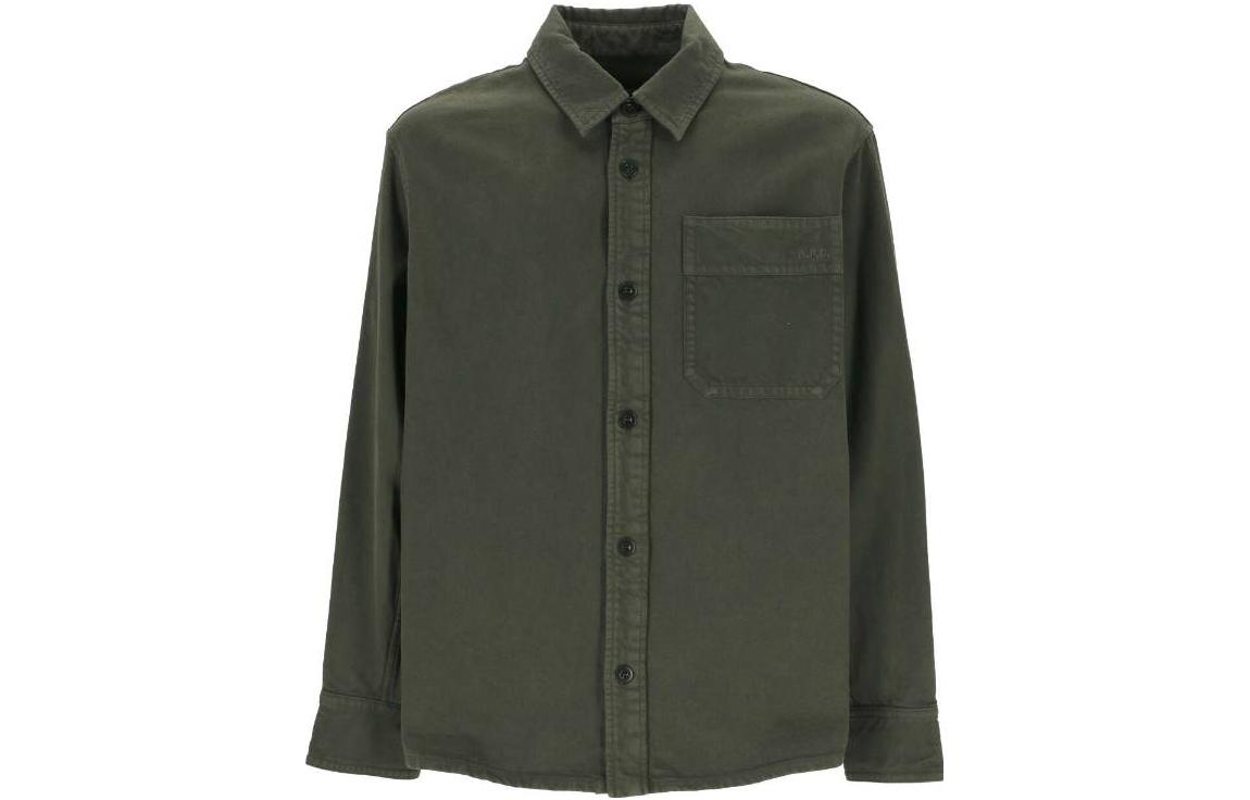 A.P.C. Khaki Green Pocket Button-Up Long Sleeve Jacket COFCNH02918-KAA