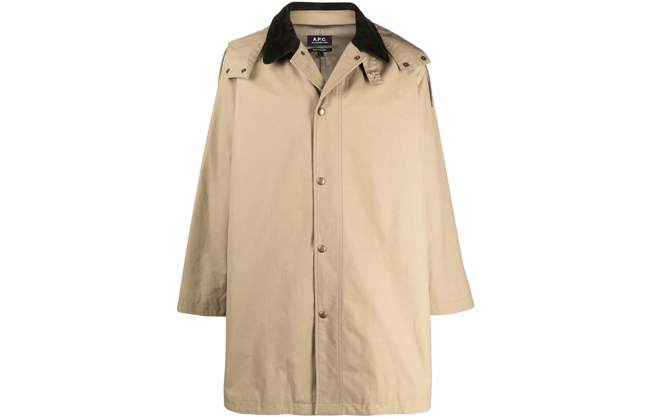 A.P.C. Khaki Long Sleeve Mid-Length Jacket COERCH01443JAA