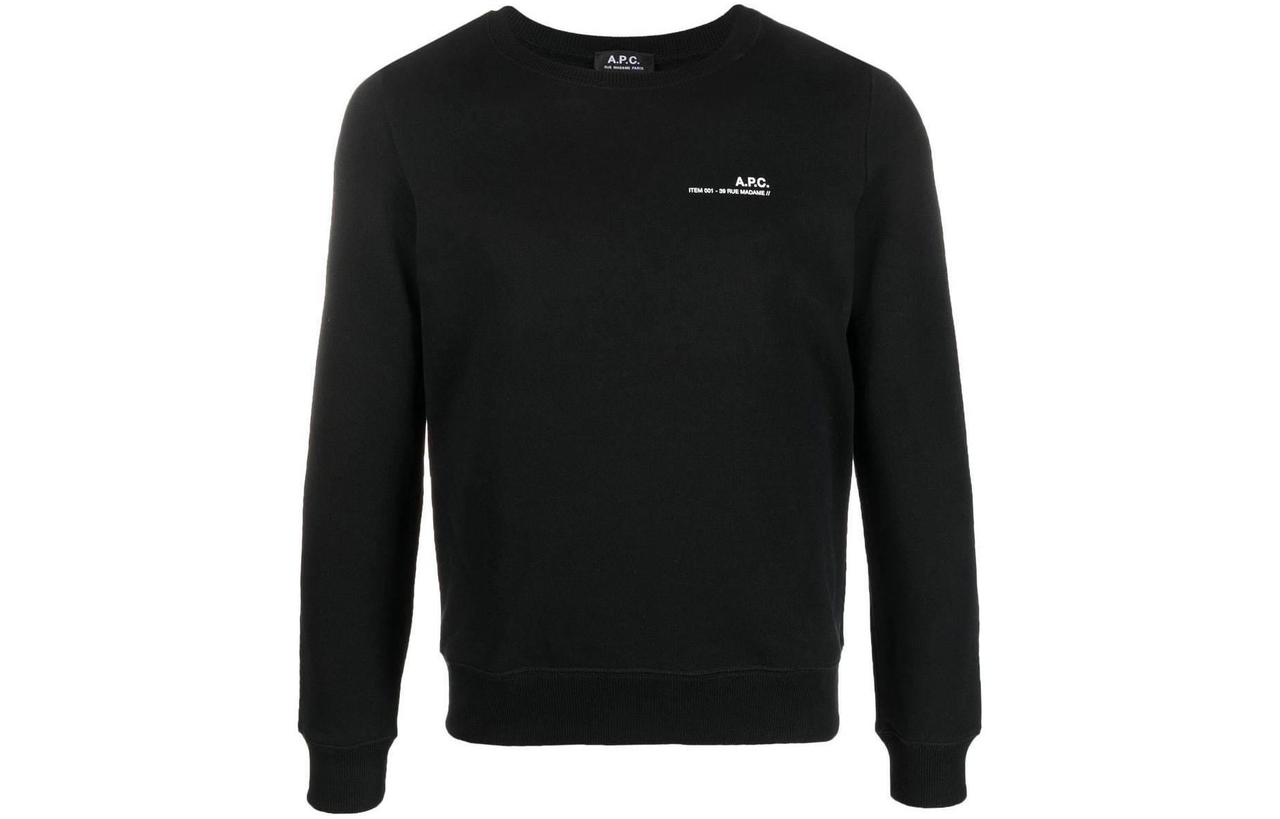 A.P.C. Letter Comfortable Crewneck Sweatshirt Unisex Black COFBQF27663LZZ-BLACK