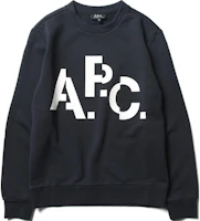 A.P.C. Letter Logo Print Long Sleeve Sweatshirt Unisex Deep Navy Blue CODCQF27548 A.P.C. Letter Logo Print Long Sleeve Sweatshirt Unisex Deep Navy Blue CODCQF27548