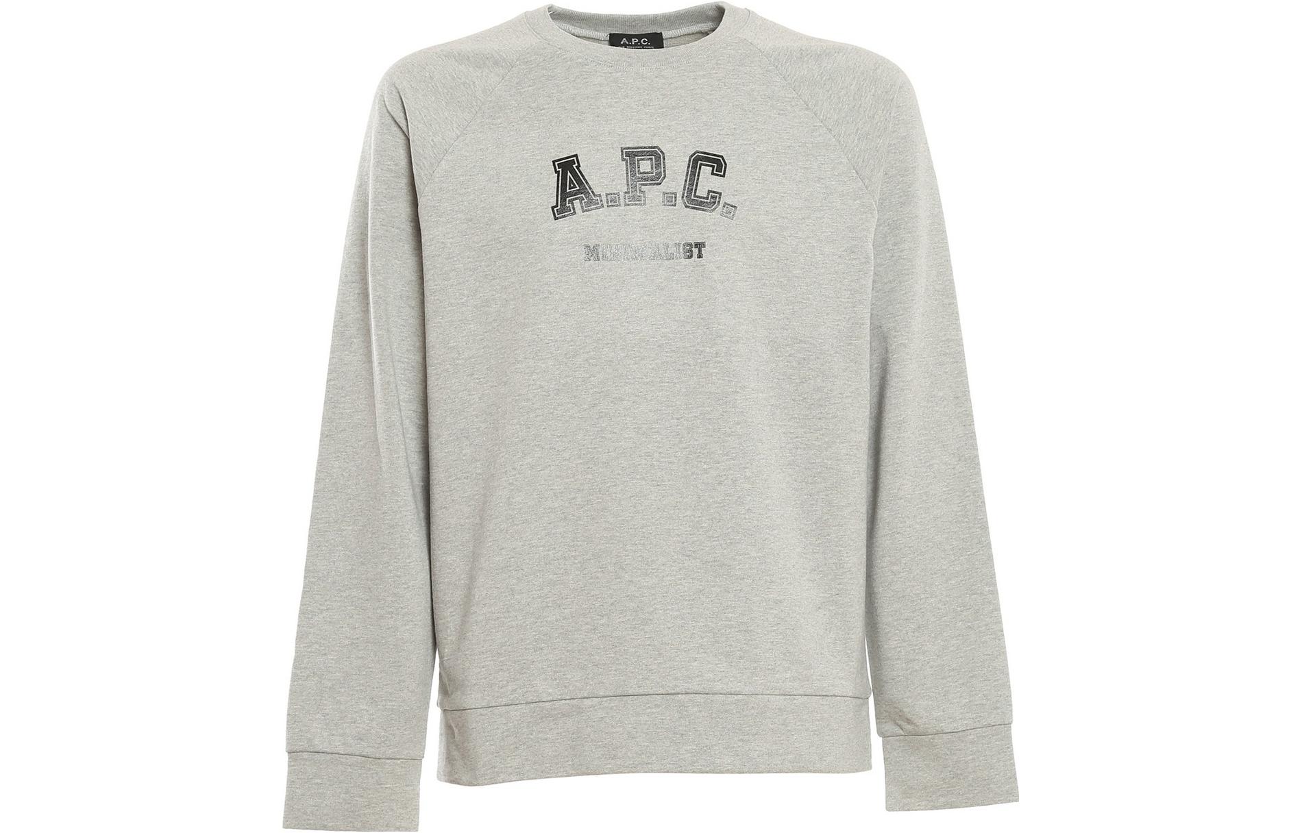A.P.C. Letter Print Crewneck Pullover Sweatshirt Grey () COESMH27683PLB