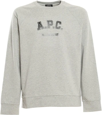 A.P.C. Letter Print Crewneck Pullover Sweatshirt Kelabu COESMH27683PLB Buy A.P.C. Letter Print Crewneck Pullover Sweatshirt Kelabu COESMH27683PLB