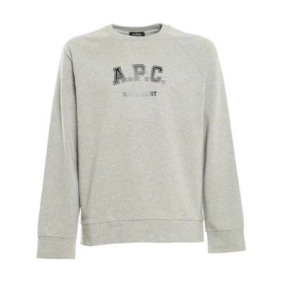 A.P.C. Letter Print Crewneck Pullover Sweatshirt Grey () COESMH27683PLB