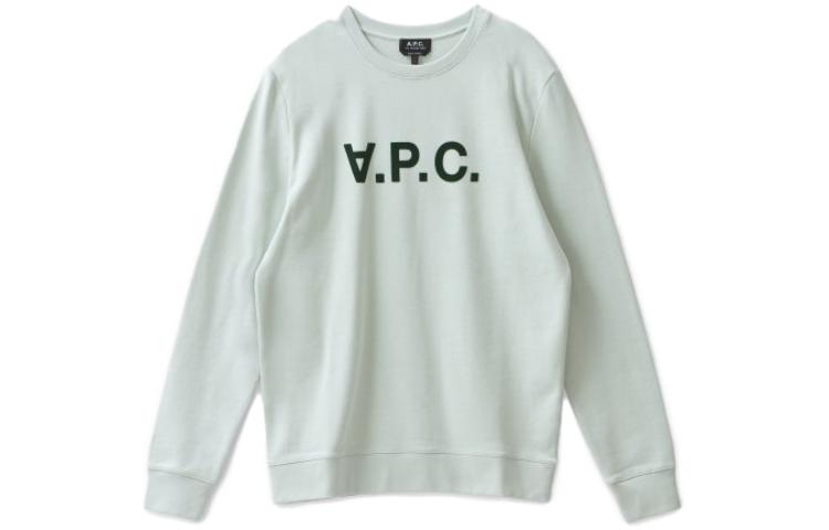 A.P.C. Light Green Logo Print Crewneck Sweatshirt Long Sleeve COECQH27378-KAB