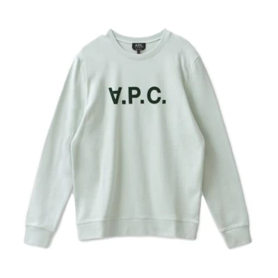A.P.C. Light Green Logo Print Crewneck Sweatshirt Long Sleeve COECQH27378-KAB