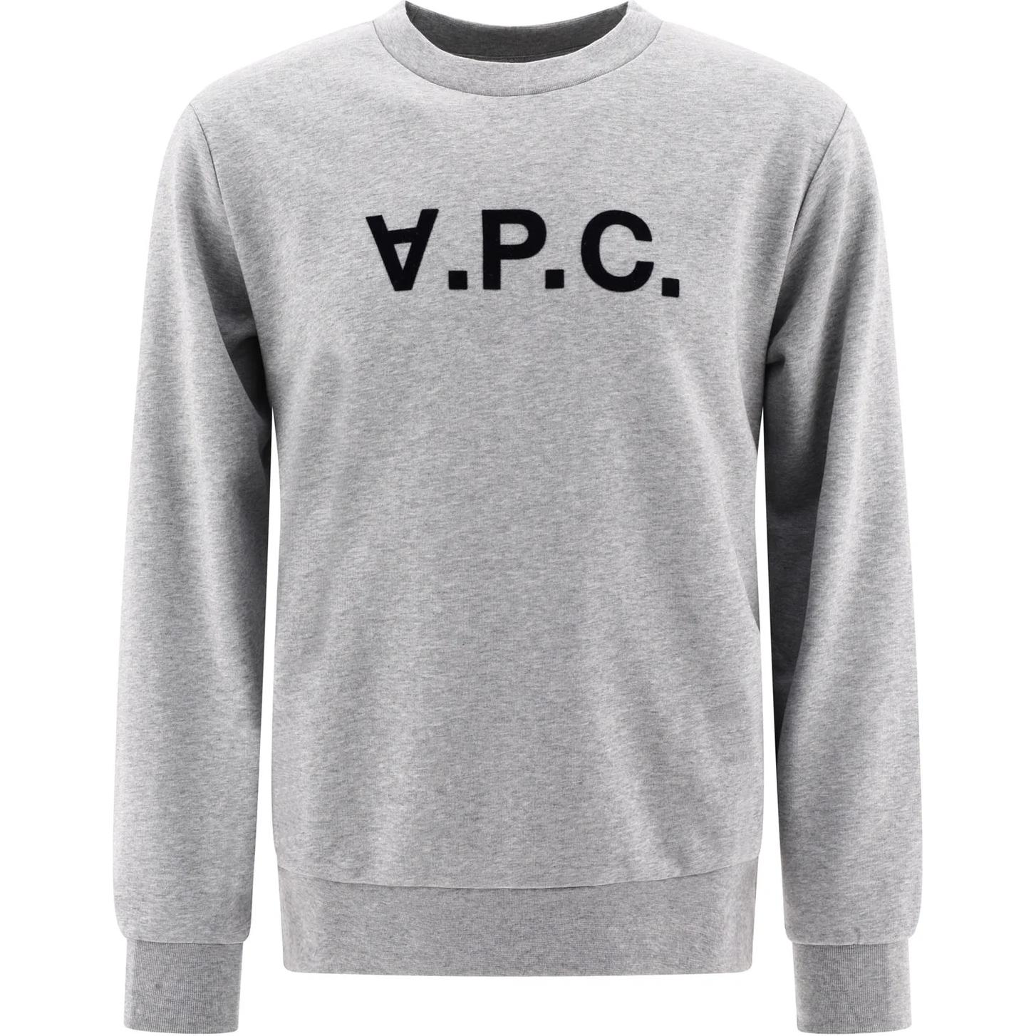 A.P.C. Logo Crewneck Sweatshirt Grey Mens Long-Sleeve Ribbed Cuffs COHBNM27907-TPI
