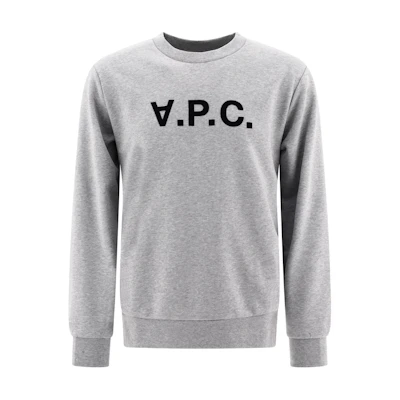 A.P.C. Logo Crewneck Sweatshirt Grey Mens Long-Sleeve Ribbed Cuffs COHBNM27907-TPI