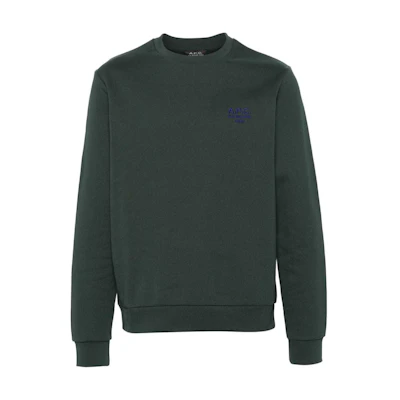 A.P.C. Logo Embroidered Forest Green Crewneck Sweatshirt Men COGVGH27699-KAG
