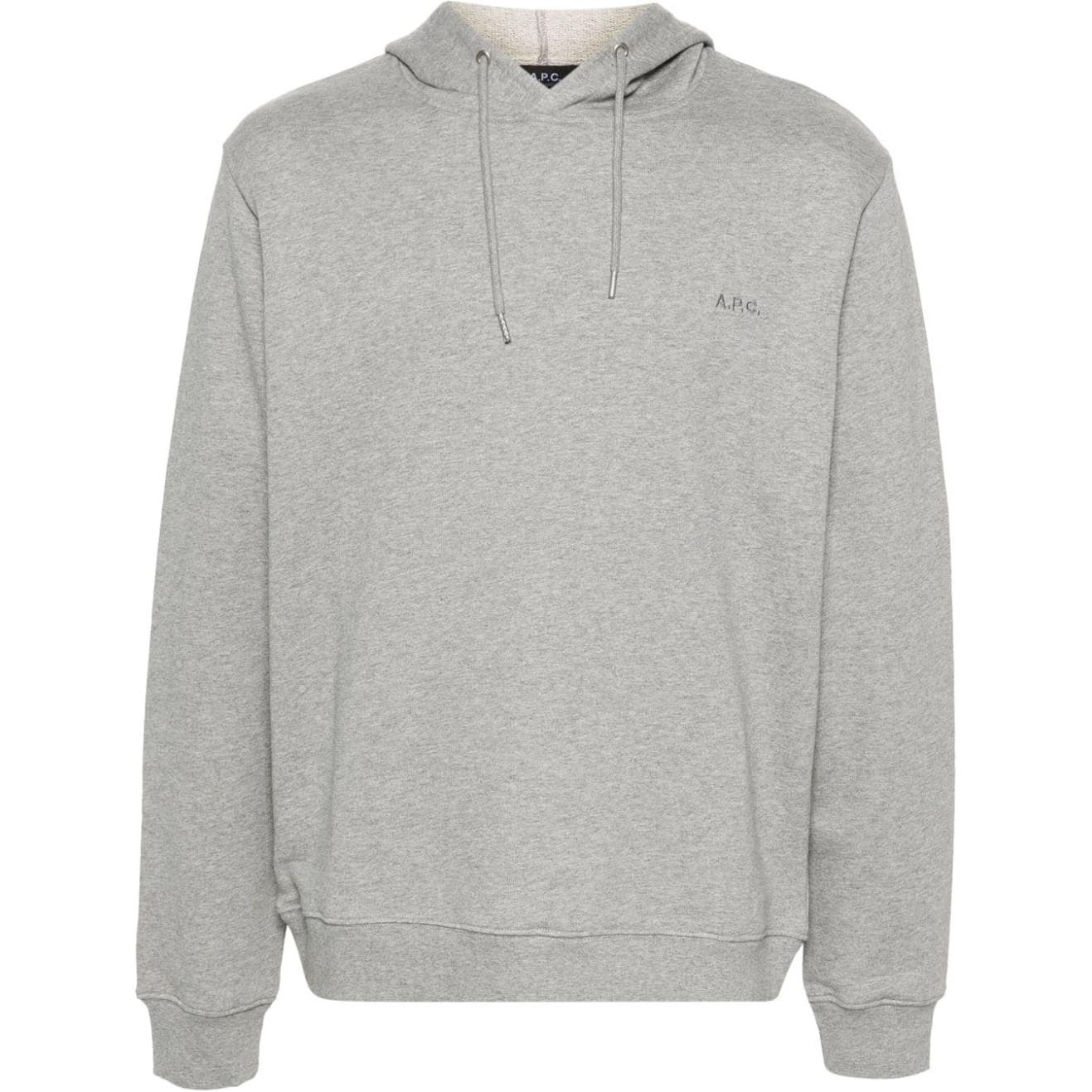A.P.C. Logo Embroidered Hoodie Light Gray COHBYM27920-GREY
