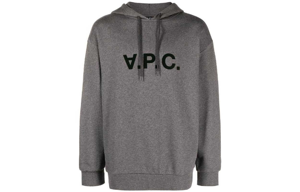 A.P.C. Logo Hoodie Gray Long Sleeve Pullover H27833COFDX-PLA