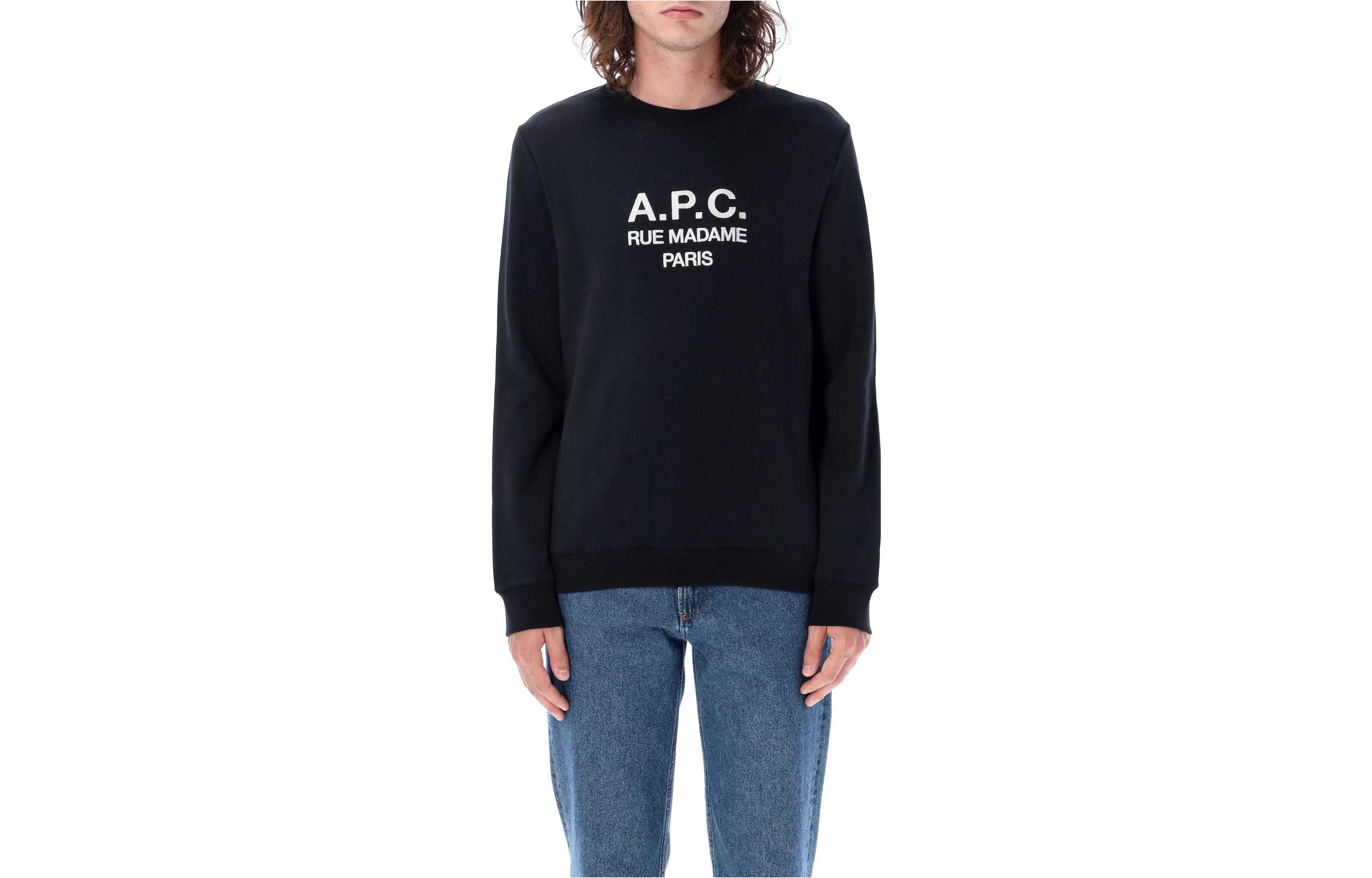 A.P.C. Logo Letter Print Crewneck Long Sleeve Sweatshirt Men’s Black H27500COEZD-LZZ