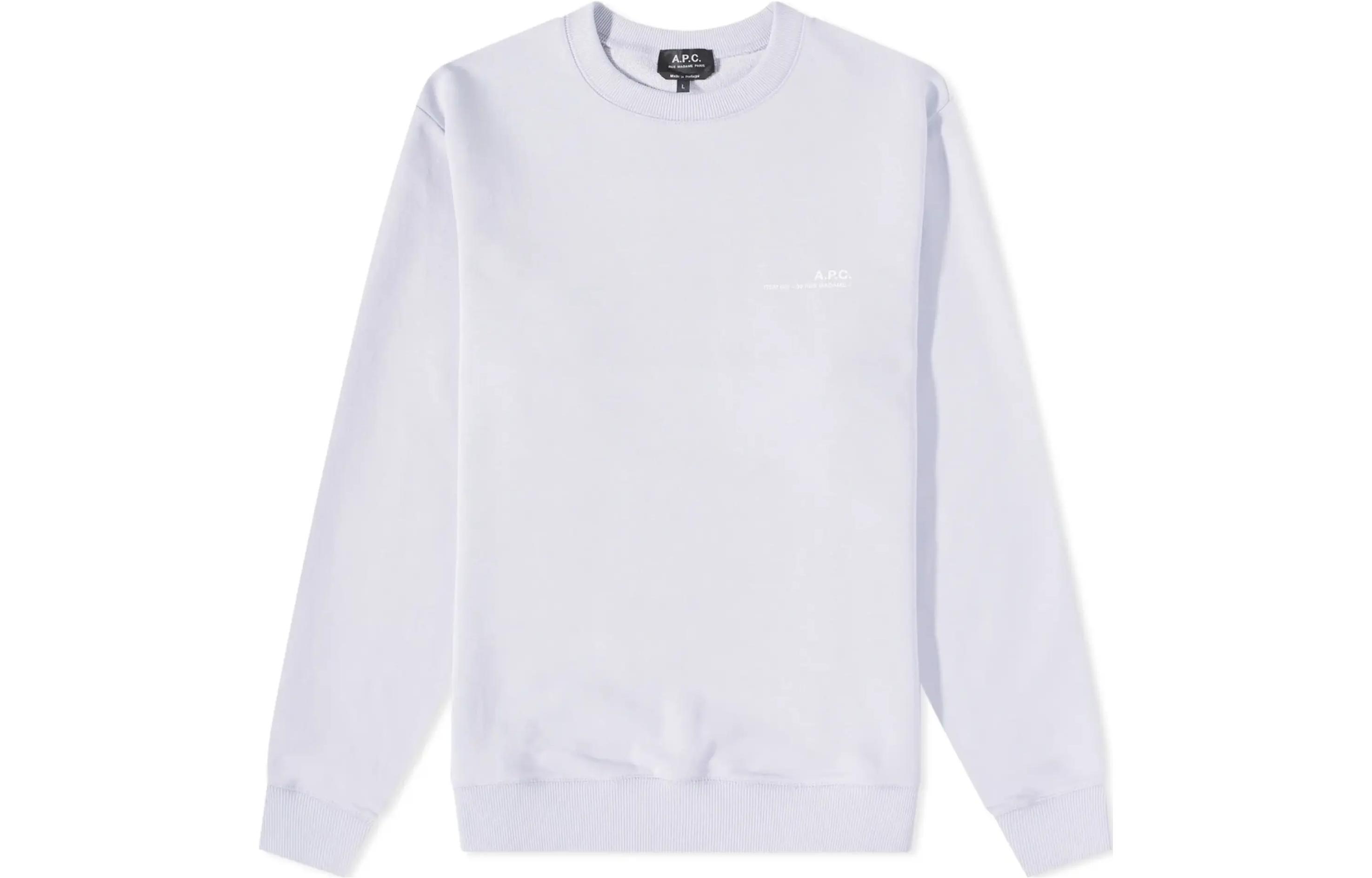 A.P.C. Logo Print Crewneck Long Sleeve Sweatshirt Grey White COFBQH27608-HAF