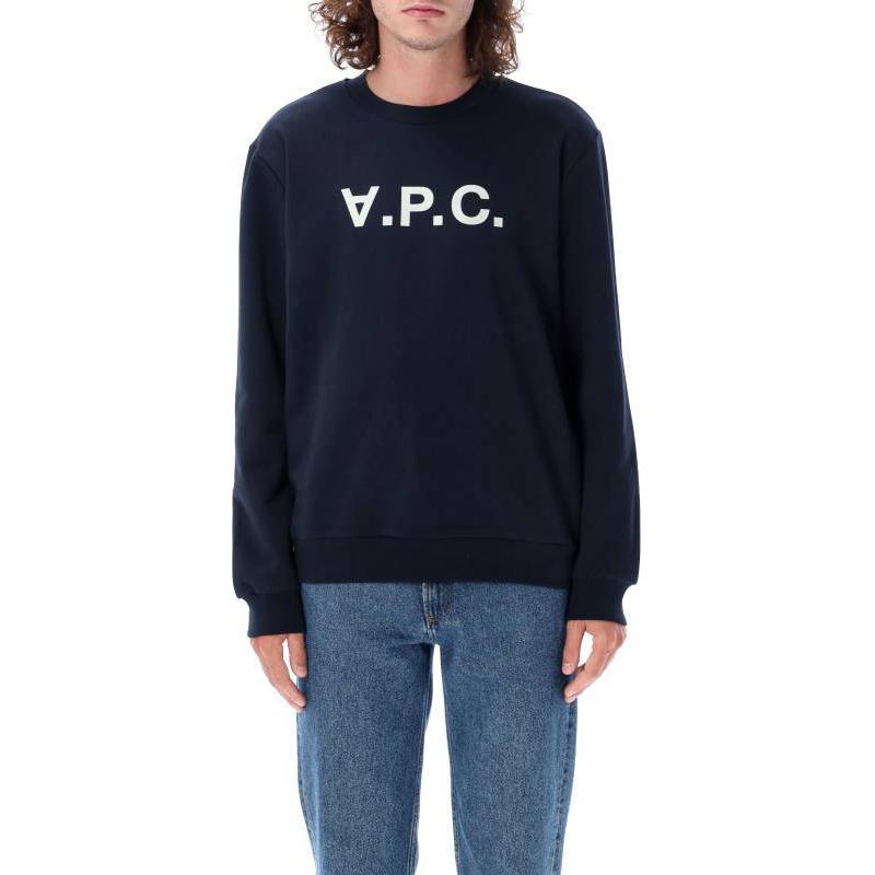 A.P.C. Logo Print Crewneck Long Sleeve Sweatshirt Unisex Navy Blue M27907COHBN-TIQ