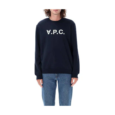 A.P.C. Logo Print Crewneck Long Sleeve Sweatshirt Unisex Navy Blue M27907COHBN-TIQ