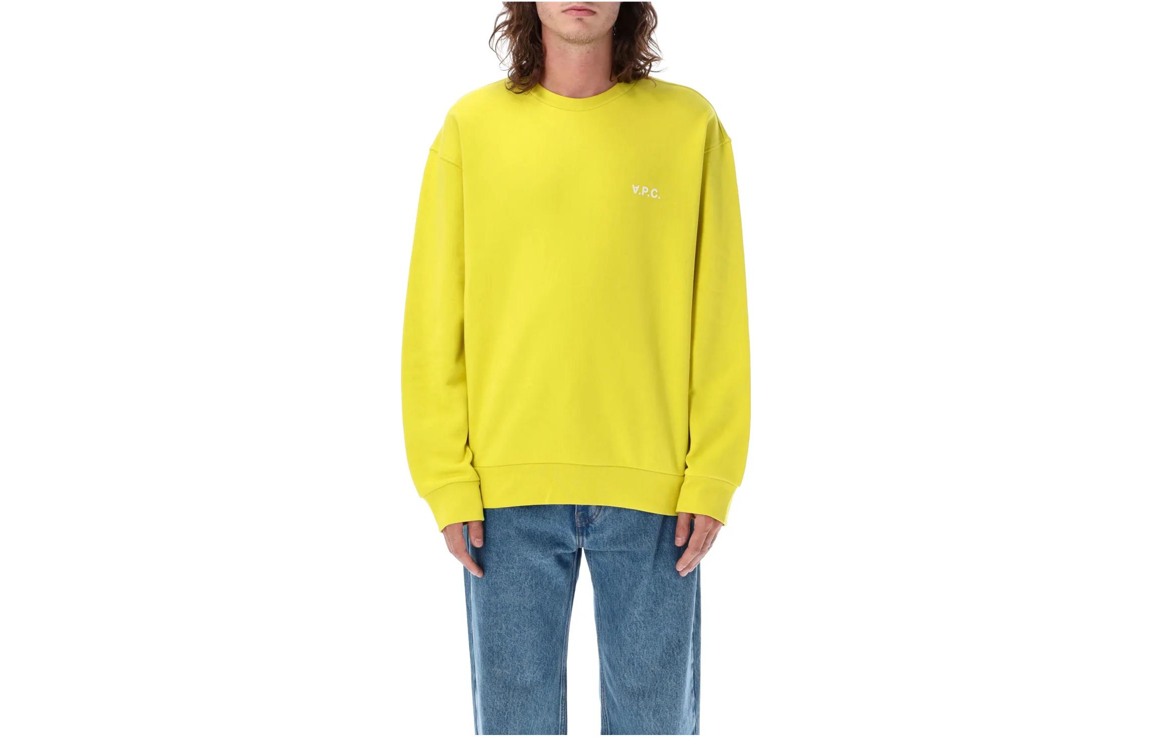 A.P.C. Logo Print Crewneck Long Sleeve Sweatshirt Men’s Yellow H27790COFDX-DAC