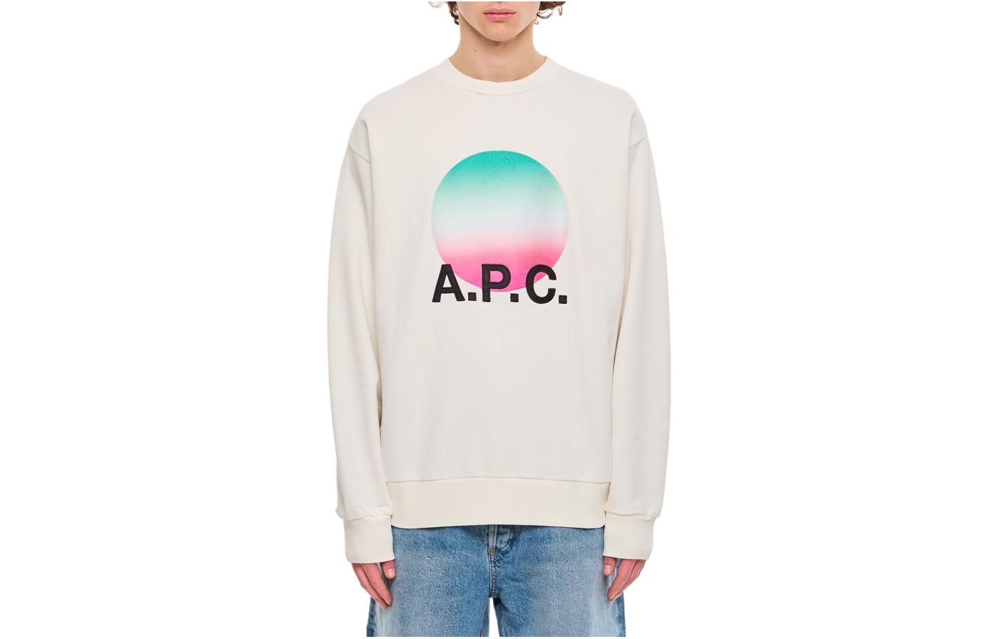 A.P.C. Logo Print Crewneck Long Sleeve Sweatshirt White () COEIPH27905-AAB