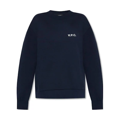 A.P.C. Logo Print Crewneck Loose Fit Long Sleeve Sweatshirt Blue () COFDXF27789-IAK