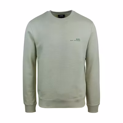 A.P.C. Logo Print Crewneck Slim Fit Sweatshirt Men’s Light Green COFBQH27903VERT