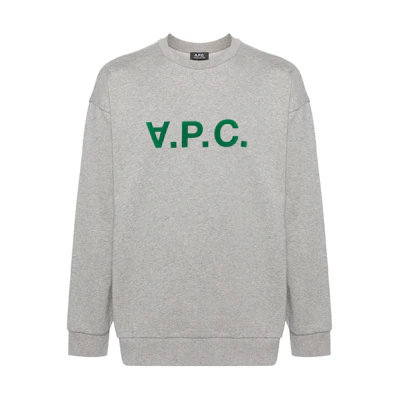 A.P.C. Logo Print Crewneck Sweatshirt Grey - COFDXH27836-PLB