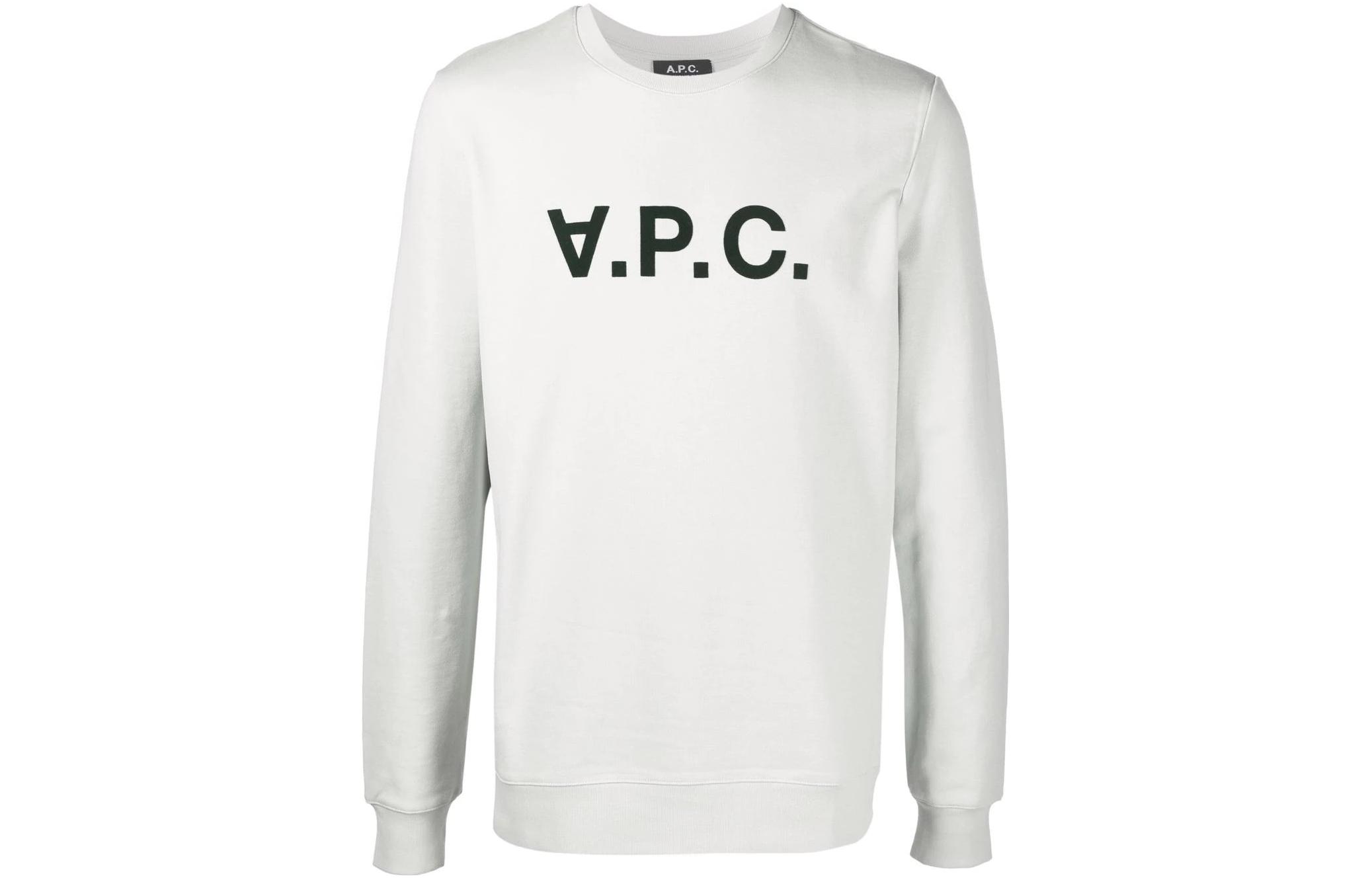 A.P.C. Logo Print Crewneck Sweatshirt Grey COECQ-H27378-PLA-GRIS-CHINE