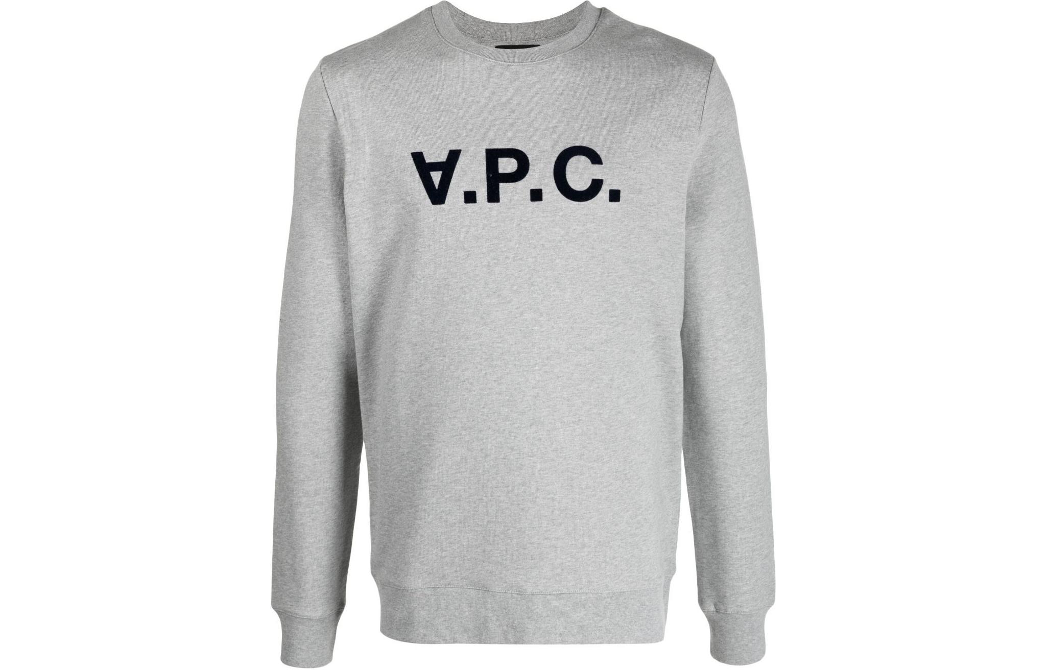 A.P.C. Logo Print Crewneck Sweatshirt Light Gray COECQH27378-PLA