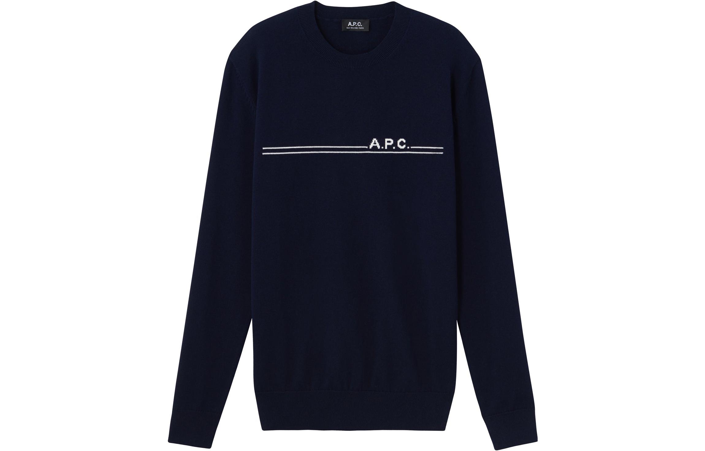 A.P.C. Logo Print Crewneck Sweatshirt Navy Blue - Casual Wear CODDA-H23866-IAK-DARKNAVY