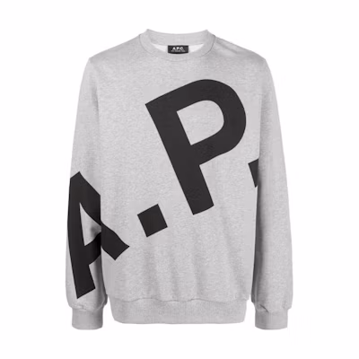 A.P.C. Logo Print Crewneck Sweatshirt Unisex - Grey COFBQM27817-PLB