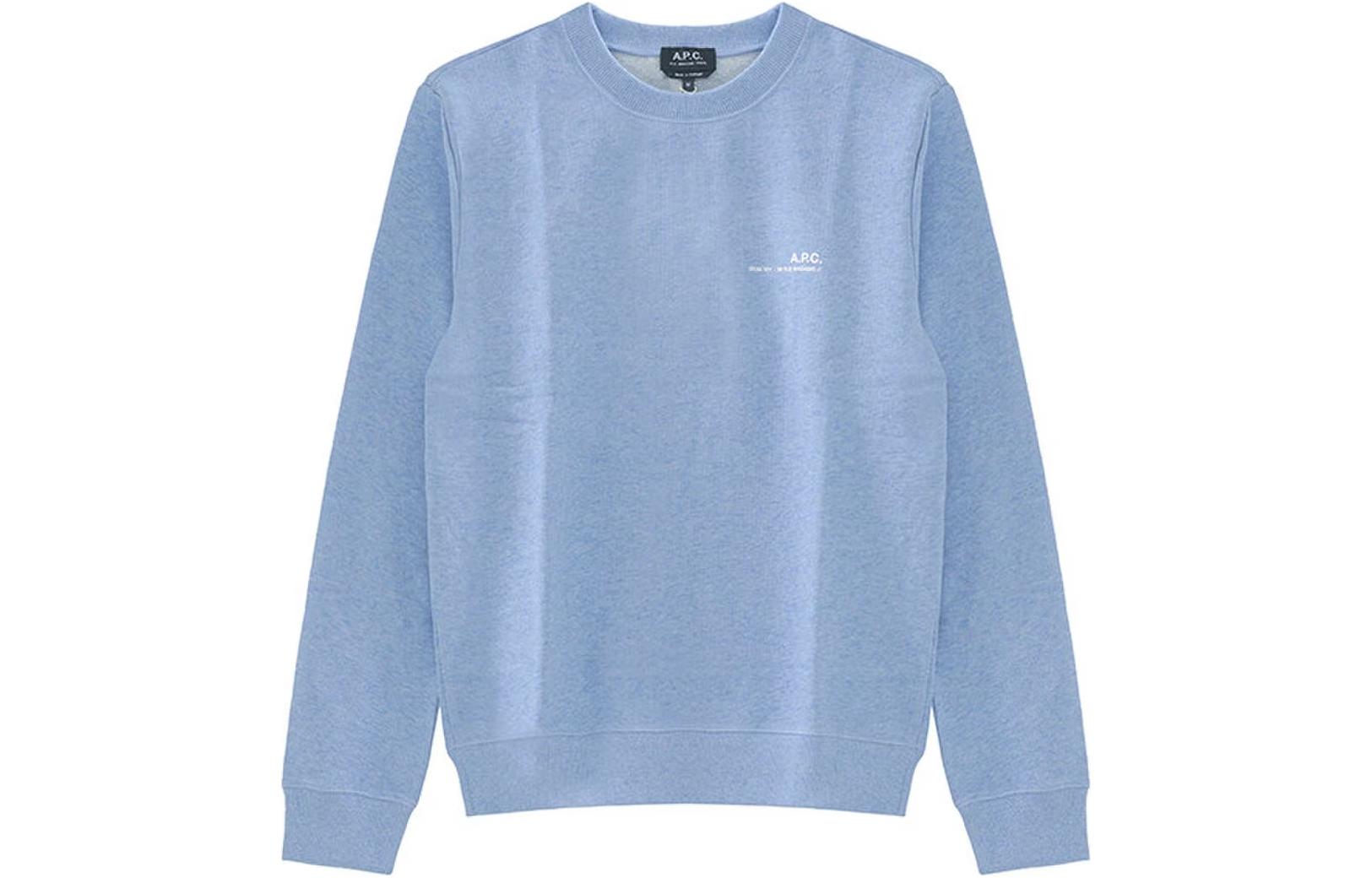 A.P.C. Logo Print Crewneck Sweatshirt Unisex Blue COGAUH27608-PIK