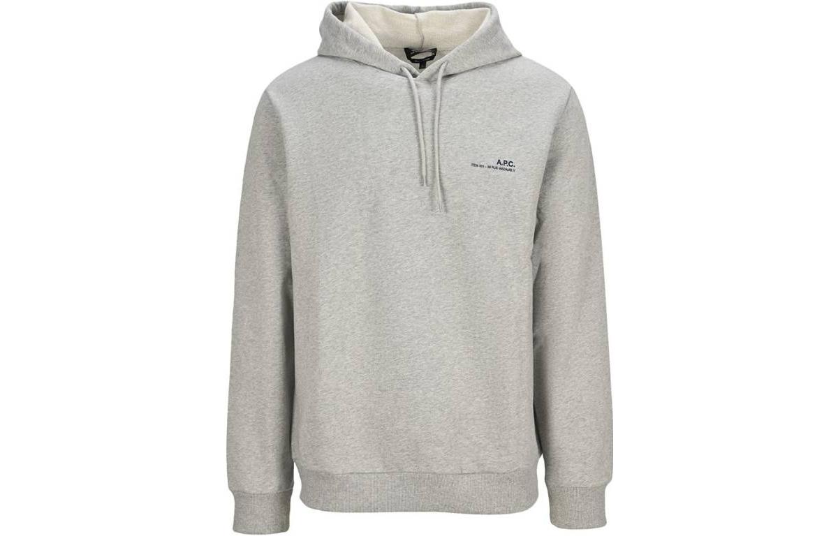 A.P.C. Logo Print Drawstring Hoodie Grey H27672COEASPLB