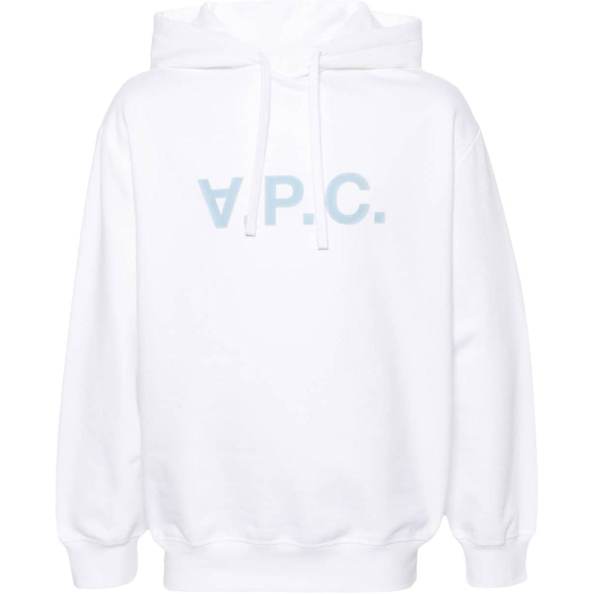 A.P.C. Logo Print Hoodie White Long Sleeve Pullover COHBPM27921-WHITE