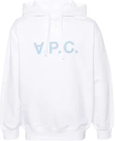 A.P.C. Logo Print Hoodie White Long Sleeve Pullover COHBPM27921-WHITE A.P.C. Logo Print Hoodie White Long Sleeve Pullover COHBPM27921-WHITE