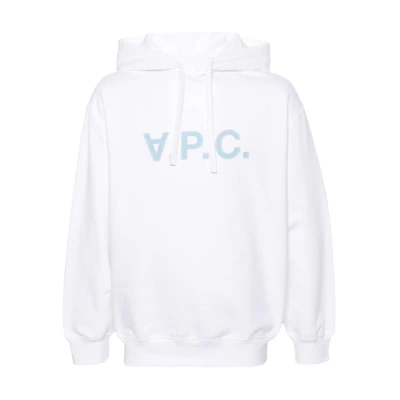 A.P.C. Logo Print Hoodie White Long Sleeve Pullover COHBPM27921-WHITE