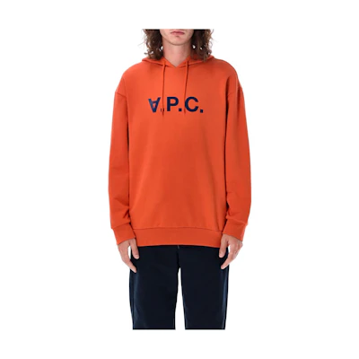 A.P.C. Logo Print Long Sleeve Hoodie Orange () H27833COFDXEAF