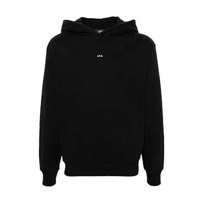 A.P.C. Logo Print Pullover Hoodie Black - COHBXH27911-BLACK