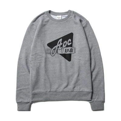 A.P.C. Logo Print Ribbed Long Sleeve Sweatshirt Light Gray CODCZH27536